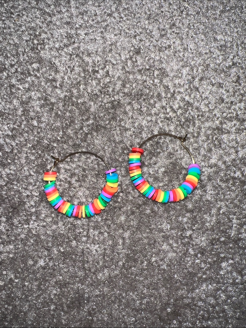 Rainbow Beaded Hoop Earrings
